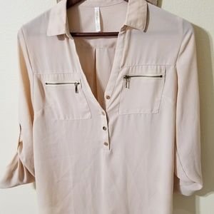 Beige Button Top